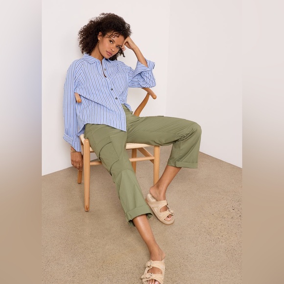 NWT Evereve Everly Blue & White Striped Shirt - Picture 10 of 12